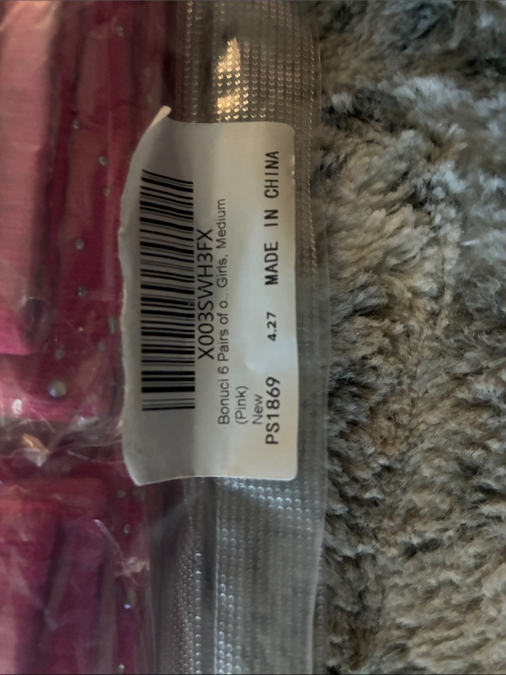 Pink Girls 6 Sock Set with White Stripes perfect for softball team - Picture 2 of 7
